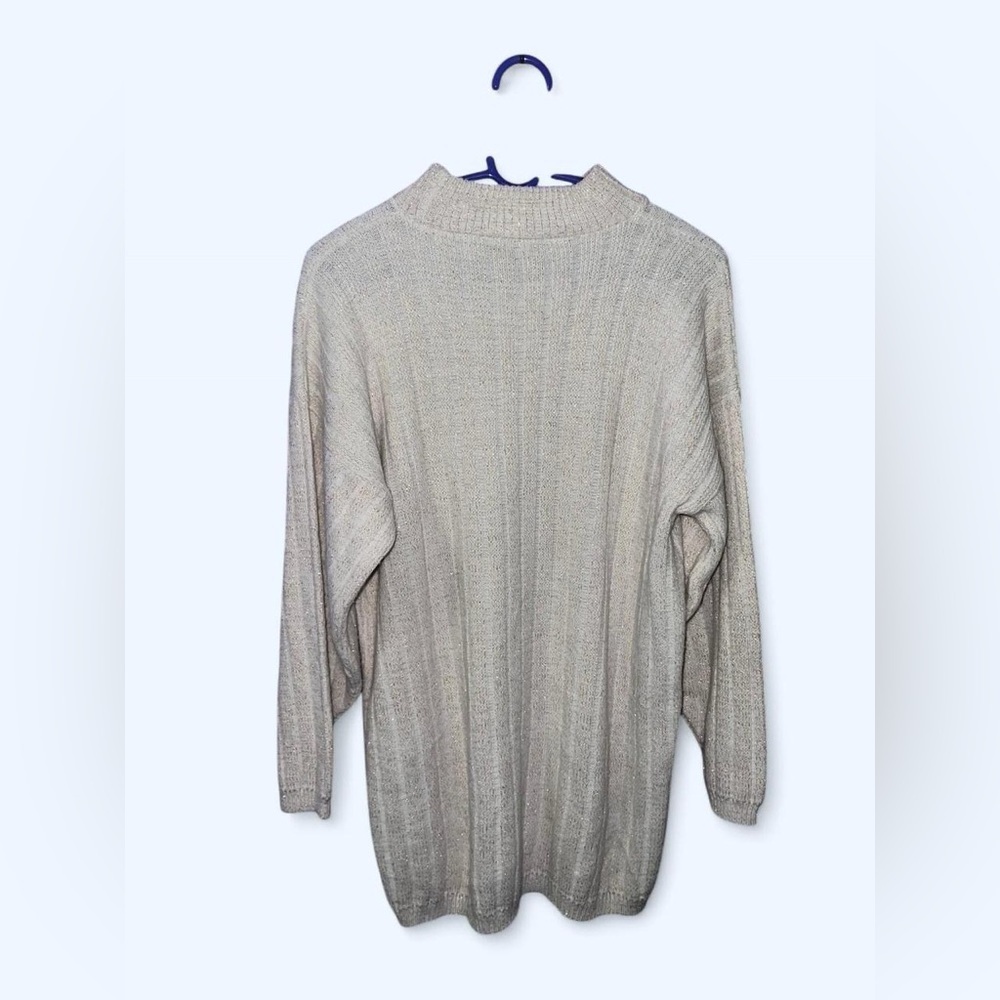 Vintage Glittery Cream Sweater Free Size